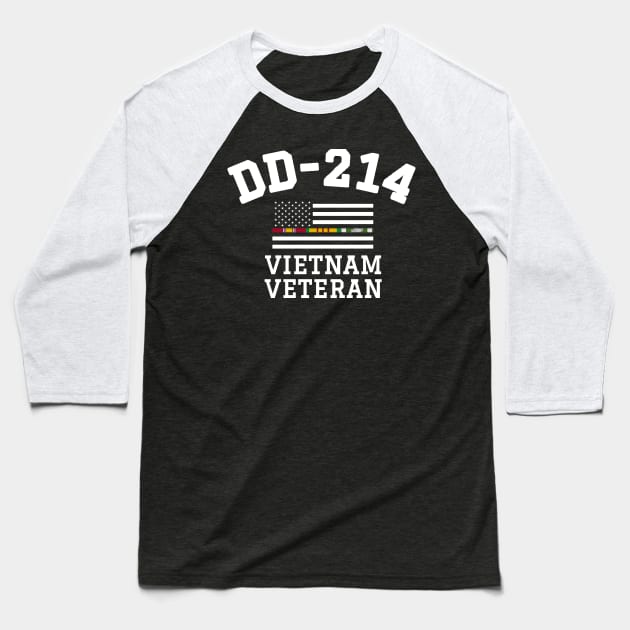 DD-214 Alumni Vietnam Veteran Thin Line Flag Baseball T-Shirt by Revinct_Designs